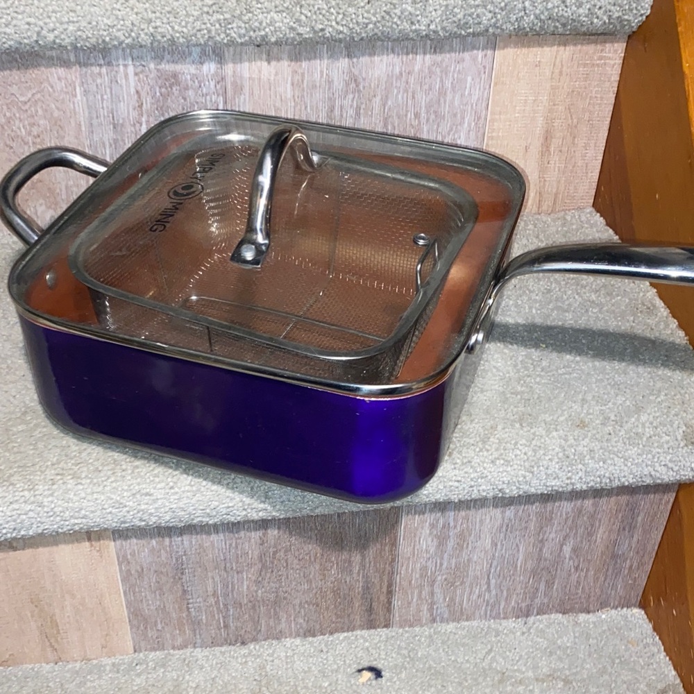 Ing Purple Square Nonstick Pan with Glass Lid